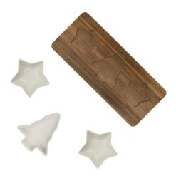 Zestaw świąteczny do serwowania dipów | Nuut z nadrukiem Twojego logo, materiał: drewno, ceramika, kolor: biały