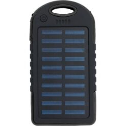 Power bank 4000 mAh z ładowarką słoneczną z nadrukiem Twojego logo, materiał: guma, kolor: czarny