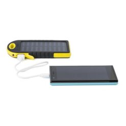 Power bank 4000 mAh z ładowarką słoneczną z nadrukiem Twojego logo, materiał: guma, kolor: żółty Power bank 4000 mAh z ładowarką słoneczną z nadrukiem Twojego logo, materiał: guma, kolor: żółty