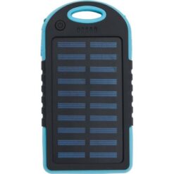 Power bank 4000 mAh z ładowarką słoneczną z nadrukiem Twojego logo, materiał: guma, kolor: niebieski