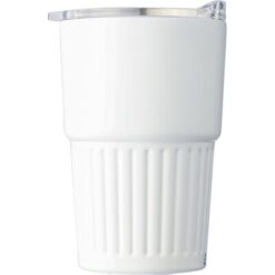 Kubek termiczny 450 ml z nadrukiem Twojego logo, materiał: pp, stal nierdzewna, silikon, stal, kolor: biały Kubek termiczny 450 ml z nadrukiem Twojego logo, materiał: pp, stal nierdzewna, silikon, stal, kolor: biały