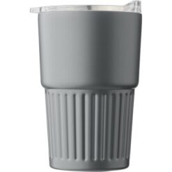 Kubek termiczny 450 ml z nadrukiem Twojego logo, materiał: pp, stal nierdzewna, silikon, stal, kolor: grafitowy Kubek termiczny 450 ml z nadrukiem Twojego logo, materiał: pp, stal nierdzewna, silikon, stal, kolor: grafitowy