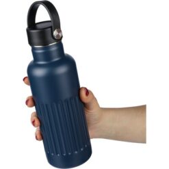 Butelka termiczna 500 ml z nadrukiem Twojego logo, materiał: pp, stal nierdzewna, silikon, stal, kolor: niebieski Butelka termiczna 500 ml z nadrukiem Twojego logo, materiał: pp, stal nierdzewna, silikon, stal, kolor: niebieski
