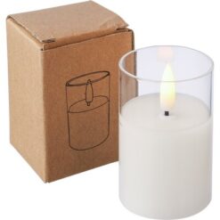 Świeca LED z nadrukiem Twojego logo, materiał: karton, pp, kolor: biały