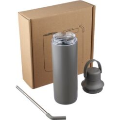 Butelka termiczna 500 ml z nadrukiem Twojego logo, materiał: metal, pp, silikon, kolor: grafitowy Butelka termiczna 500 ml z nadrukiem Twojego logo, materiał: metal, pp, silikon, kolor: grafitowy