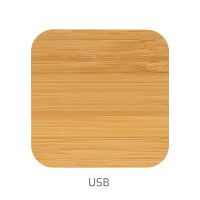 Bambusowa ładowarka bezprzewodowa 5W z nadrukiem Twojego logo, materiał: bambus, tpe, kolor: brązowy Bambusowa ładowarka bezprzewodowa 5W z nadrukiem Twojego logo, materiał: bambus, tpe, kolor: brązowy