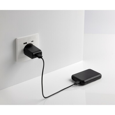 Magnetyczny bezprzewodowy power bank 5000 mAh, 5W Stellar z nadrukiem Twojego logo, kolor: czarny Magnetyczny bezprzewodowy power bank 5000 mAh, 5W Stellar z nadrukiem Twojego logo, kolor: czarny