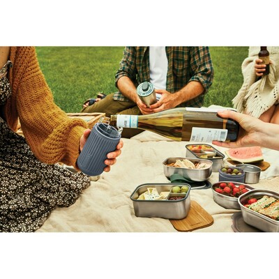 Kubek termiczny 340 ml Black+Blum z nadrukiem Twojego logo, materiał: szkło, silikon, kolor: szary Kubek termiczny 340 ml Black+Blum z nadrukiem Twojego logo, materiał: szkło, silikon, kolor: szary