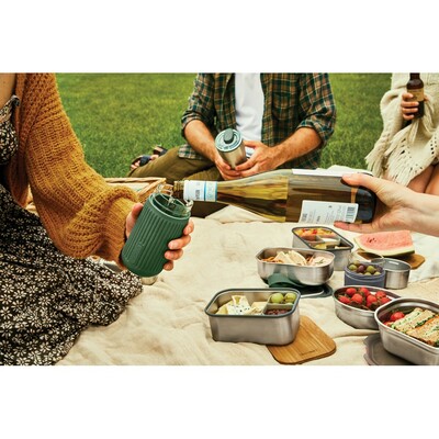 Kubek termiczny 340 ml Black+Blum z nadrukiem Twojego logo, materiał: szkło, silikon, kolor: zielony Kubek termiczny 340 ml Black+Blum z nadrukiem Twojego logo, materiał: szkło, silikon, kolor: zielony