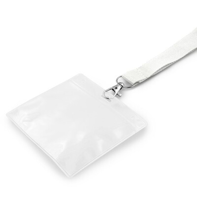 Smycz z karabińczykiem | Hulda z nadrukiem Twojego logo, materiał: metal, poliester, kolor: biały Smycz z karabińczykiem | Hulda z nadrukiem Twojego logo, materiał: metal, poliester, kolor: biały