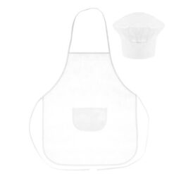 Zestaw małego kucharza, fartuch kuchenny i czapka kucharska, rozmiar dziecięcy | Nedina z nadrukiem Twojego logo, materiał: non-woven, kolor: biały
