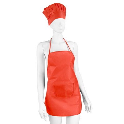 Zestaw małego kucharza, fartuch kuchenny i czapka kucharska, rozmiar dziecięcy | Nedina z nadrukiem Twojego logo, materiał: non-woven, kolor: czerwony Zestaw małego kucharza, fartuch kuchenny i czapka kucharska, rozmiar dziecięcy | Nedina z nadrukiem Twojego logo, materiał: non-woven, kolor: czerwony