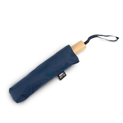 Wiatroodporny parasol manualny RPET, składany | Uksan z nadrukiem Twojego logo, materiał: drewno, włókno szklane, rpet, pongee, kolor: granatowy Wiatroodporny parasol manualny RPET, składany | Uksan z nadrukiem Twojego logo, materiał: drewno, włókno szklane, rpet, pongee, kolor: granatowy