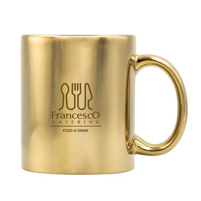 Kubek ceramiczny 350 ml | Yillka z nadrukiem Twojego logo, materiał: ceramika, kolor: złoty Kubek ceramiczny 350 ml | Yillka z nadrukiem Twojego logo, materiał: ceramika, kolor: złoty