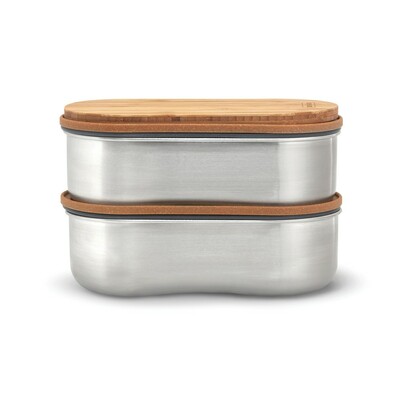 Lunchbox, pudełko śniadaniowe Black+Blum Double Bento z nadrukiem Twojego logo, materiał: bambus, stal nierdzewna, stal, kolor: grey Lunchbox, pudełko śniadaniowe Black+Blum Double Bento z nadrukiem Twojego logo, materiał: bambus, stal nierdzewna, stal, kolor: grey