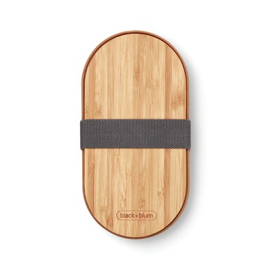 Lunchbox, pudełko śniadaniowe Black+Blum Double Bento z nadrukiem Twojego logo, materiał: bambus, stal nierdzewna, stal, kolor: grey Lunchbox, pudełko śniadaniowe Black+Blum Double Bento z nadrukiem Twojego logo, materiał: bambus, stal nierdzewna, stal, kolor: grey