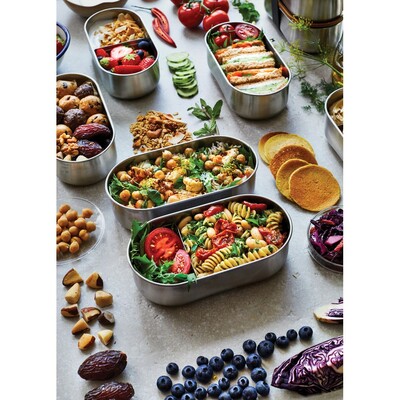 Lunchbox, pudełko śniadaniowe Black+Blum Double Bento z nadrukiem Twojego logo, materiał: bambus, stal nierdzewna, stal, kolor: grey Lunchbox, pudełko śniadaniowe Black+Blum Double Bento z nadrukiem Twojego logo, materiał: bambus, stal nierdzewna, stal, kolor: grey