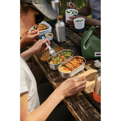 Lunchbox, pudełko śniadaniowe Black+Blum Double Bento z nadrukiem Twojego logo, materiał: bambus, stal nierdzewna, stal, kolor: grey Lunchbox, pudełko śniadaniowe Black+Blum Double Bento z nadrukiem Twojego logo, materiał: bambus, stal nierdzewna, stal, kolor: grey