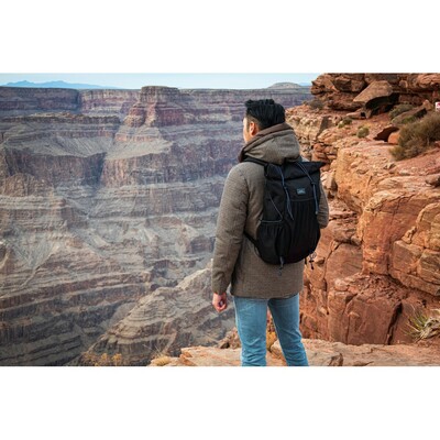 Plecak zwijany BrandCharger Venturer z nadrukiem Twojego logo, materiał: poliester, rpet, kolor: czarny Plecak zwijany BrandCharger Venturer z nadrukiem Twojego logo, materiał: poliester, rpet, kolor: czarny