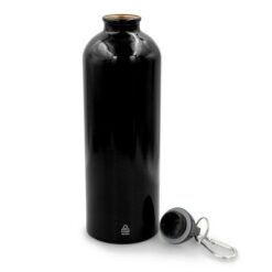 Butelka sportowa 750 ml z karabińczykiem | Laveriano z nadrukiem Twojego logo, materiał: plastik, stal nierdzewna, stal, kolor: czarny