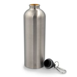 Butelka sportowa 750 ml z karabińczykiem | Laveriano z nadrukiem Twojego logo, materiał: plastik, stal nierdzewna, stal, kolor: srebrny