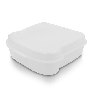 Pudełko śniadaniowe "kanapka" 450 ml | Saffo z nadrukiem Twojego logo, materiał: pp, kolor: biały Pudełko śniadaniowe "kanapka" 450 ml | Saffo z nadrukiem Twojego logo, materiał: pp, kolor: biały