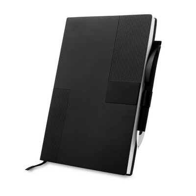 Notatnik | Lemara z nadrukiem Twojego logo, materiał: plastik, aluminium, pu, kolor: czarny Notatnik | Lemara z nadrukiem Twojego logo, materiał: plastik, aluminium, pu, kolor: czarny