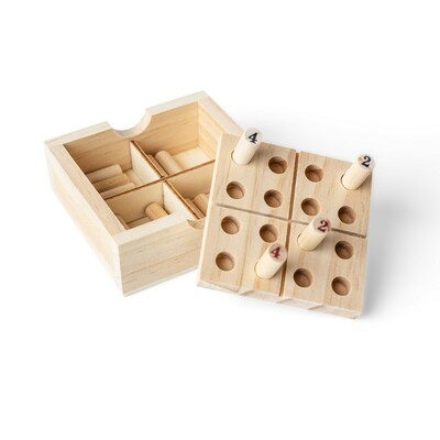 Mini zestaw Sudoku, gra z nadrukiem Twojego logo, materiał: drewno, kolor: brązowy Mini zestaw Sudoku, gra z nadrukiem Twojego logo, materiał: drewno, kolor: brązowy