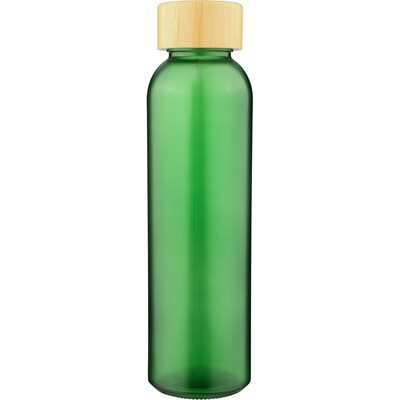 Szklana butelka 500 ml z nadrukiem Twojego logo, materiał: bambus, pp, szkło, kolor: zielony Szklana butelka 500 ml z nadrukiem Twojego logo, materiał: bambus, pp, szkło, kolor: zielony