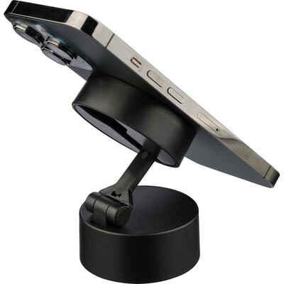 Stojak na telefon z nadrukiem Twojego logo, materiał: plastik, kolor: czarny Stojak na telefon z nadrukiem Twojego logo, materiał: plastik, kolor: czarny