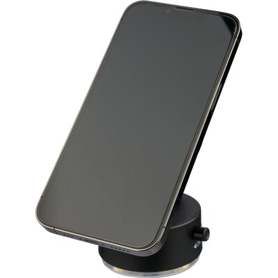 Stojak na telefon z nadrukiem Twojego logo, materiał: plastik, kolor: czarny Stojak na telefon z nadrukiem Twojego logo, materiał: plastik, kolor: czarny