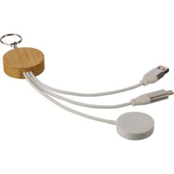 Kabel do ładowania 65W z nadrukiem Twojego logo, materiał: metal, bambus, tpe, kolor: brązowy