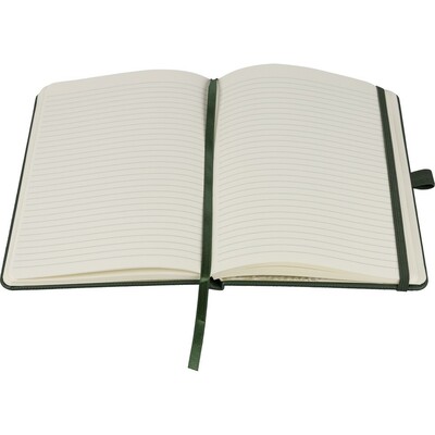 Notatnik ok. A5 z nadrukiem Twojego logo, materiał: papier, poliester, rpet, kolor: zielony Notatnik ok. A5 z nadrukiem Twojego logo, materiał: papier, poliester, rpet, kolor: zielony