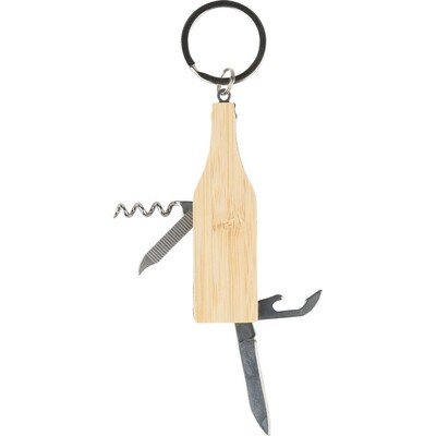 Brelok, narzędzie wielofunkcyjne z nadrukiem Twojego logo, materiał: metal, bambus, kolor: brązowy Brelok, narzędzie wielofunkcyjne z nadrukiem Twojego logo, materiał: metal, bambus, kolor: brązowy