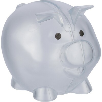 Skarbonka "świnka" z nadrukiem Twojego logo, materiał: plastik, kolor: neutralny Skarbonka "świnka" z nadrukiem Twojego logo, materiał: plastik, kolor: neutralny