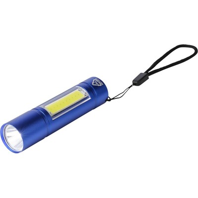 Latarka COB z nadrukiem Twojego logo, materiał: aluminium, poliester, kolor: granatowy Latarka COB z nadrukiem Twojego logo, materiał: aluminium, poliester, kolor: granatowy