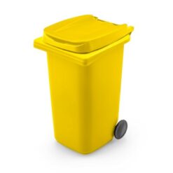Pojemnik na przybory do pisania „kontener na śmieci” | Erco z nadrukiem Twojego logo, materiał: pp, kolor: żółty