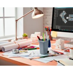 Pojemnik na przybory do pisania „kontener na śmieci” | Erco z nadrukiem Twojego logo, materiał: pp, kolor: szary