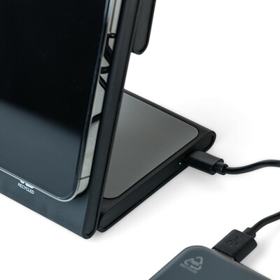 Magnetyczna ładowarka bezprzewodowa 3 w 1, 15W z nadrukiem Twojego logo, materiał: plastik, kolor: czarny Magnetyczna ładowarka bezprzewodowa 3 w 1, 15W z nadrukiem Twojego logo, materiał: plastik, kolor: czarny