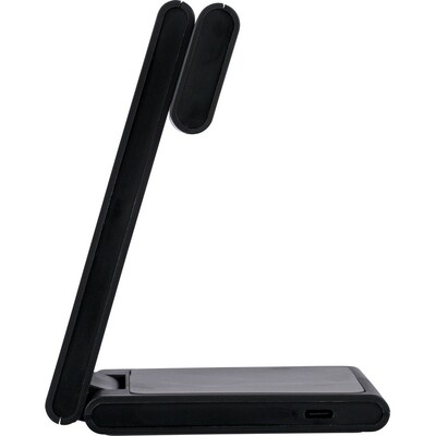 Magnetyczna ładowarka bezprzewodowa 3 w 1, 15W z nadrukiem Twojego logo, materiał: plastik, kolor: czarny Magnetyczna ładowarka bezprzewodowa 3 w 1, 15W z nadrukiem Twojego logo, materiał: plastik, kolor: czarny