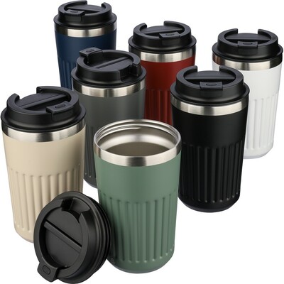 Kubek termiczny 400 ml z nadrukiem Twojego logo, materiał: pp, stal nierdzewna, silikon, stal, kolor: biały Kubek termiczny 400 ml z nadrukiem Twojego logo, materiał: pp, stal nierdzewna, silikon, stal, kolor: biały