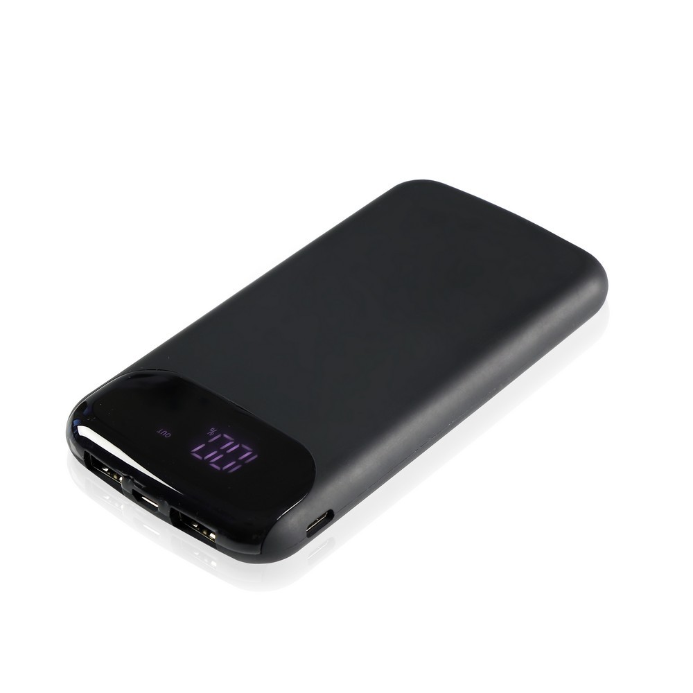 Bezprzewodowy power bank 8000 mAh Mauro Conti, ładowarka bezprzewodowa 5W | Eric z nadrukiem Twojego logo, materiał: plastik, guma, kolor: czarny Bezprzewodowy power bank 8000 mAh Mauro Conti, ładowarka bezprzewodowa 5W | Eric z nadrukiem Twojego logo, materiał: plastik, guma, kolor: czarny