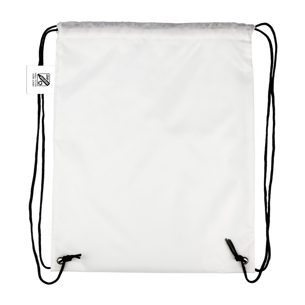 Worek ze sznurkiem RPET B'RIGHT | Ruth z nadrukiem Twojego logo, materiał: rpet, kolor: biały Worek ze sznurkiem RPET B'RIGHT | Ruth z nadrukiem Twojego logo, materiał: rpet, kolor: biały