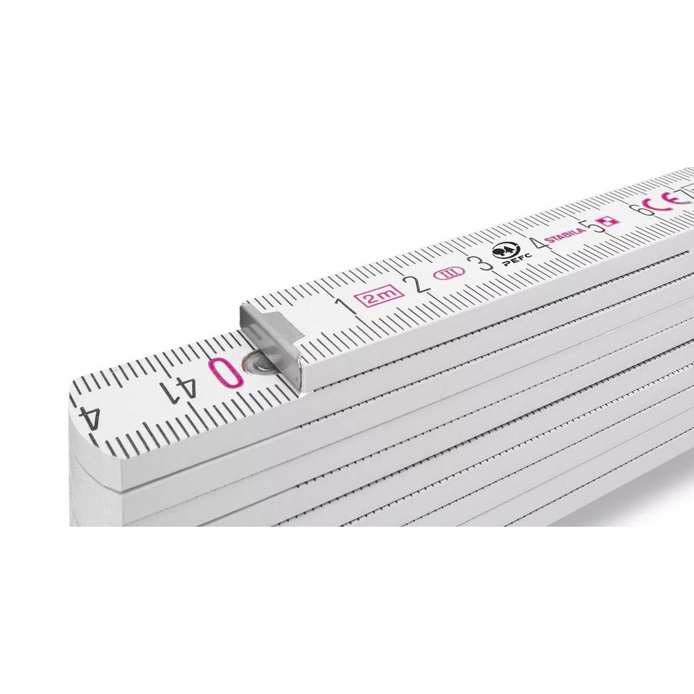 Miara 2m, składana STABILA Jessica z nadrukiem Twojego logo, materiał: drewno, kolor: biały Miara 2m, składana STABILA Jessica z nadrukiem Twojego logo, materiał: drewno, kolor: biały