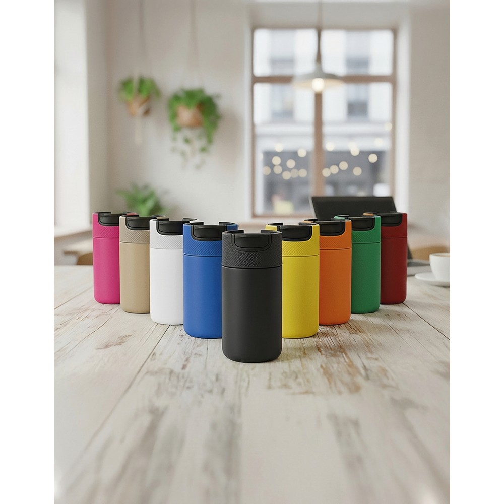 Kubek termiczny 400 ml Air Gifts | Raylee z nadrukiem Twojego logo, materiał: plastik, stal nierdzewna, stal, kolor: czerwony Kubek termiczny 400 ml Air Gifts | Raylee z nadrukiem Twojego logo, materiał: plastik, stal nierdzewna, stal, kolor: czerwony