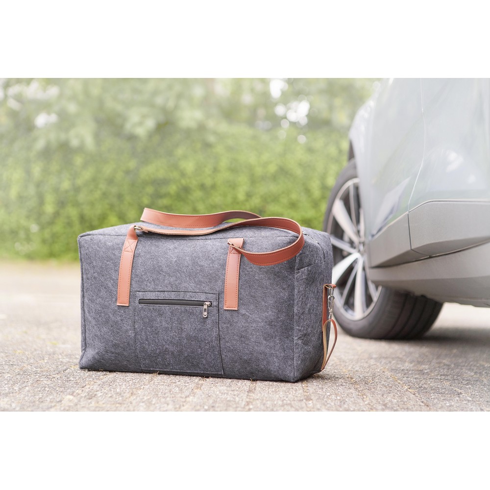 Torba sportowa, podróżna z filcu RPET z nadrukiem Twojego logo, materiał: pu, rpet, filc, kolor: grafitowy Torba sportowa, podróżna z filcu RPET z nadrukiem Twojego logo, materiał: pu, rpet, filc, kolor: grafitowy