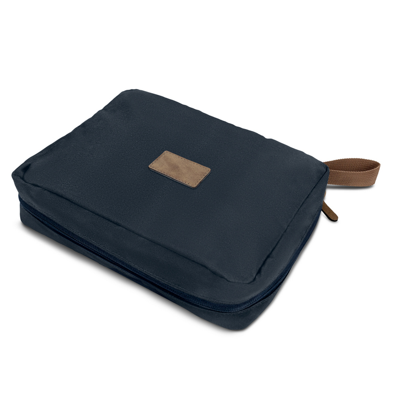 Kosmetyczka RPET B'RIGHT | Zoe z nadrukiem Twojego logo, materiał: poliester, rpet, kolor: granatowy Kosmetyczka RPET B'RIGHT | Zoe z nadrukiem Twojego logo, materiał: poliester, rpet, kolor: granatowy