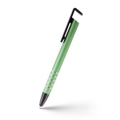 Długopis, touch pen, stojak na telefon | Erran z nadrukiem Twojego logo, materiał: plastik, aluminium, kolor: zielony