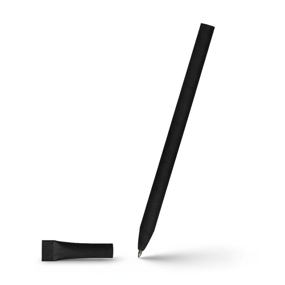 Długopis ze zrolowanego papieru z zatyczką | Brittany z nadrukiem Twojego logo, materiał: papier, kolor: czarny Długopis ze zrolowanego papieru z zatyczką | Brittany z nadrukiem Twojego logo, materiał: papier, kolor: czarny