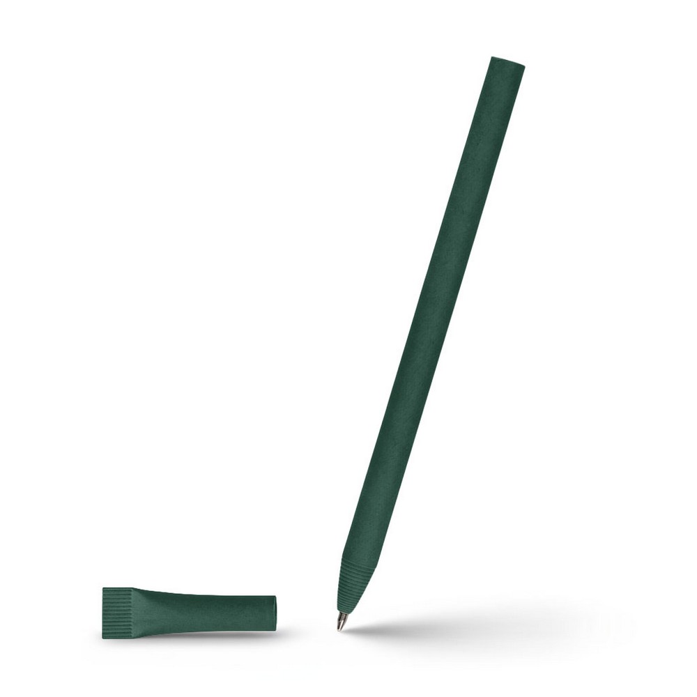Długopis ze zrolowanego papieru z zatyczką | Brittany z nadrukiem Twojego logo, materiał: papier, kolor: zielony Długopis ze zrolowanego papieru z zatyczką | Brittany z nadrukiem Twojego logo, materiał: papier, kolor: zielony